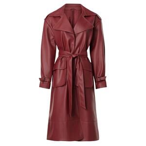 Ashley Park X RTR Long Faux Leather Jacket in Red, Size S​